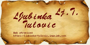 LJubinka Tulović vizit kartica